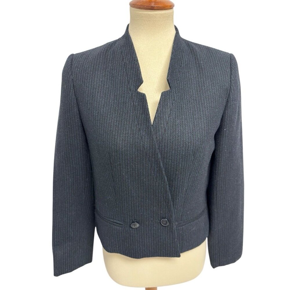 Vintage Laurice women's cropped blazer striped wool blend size 7/8